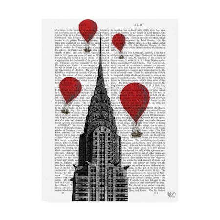 Fab Funky 'Chrysler Building And Red Hot Air Balloons' Canvas Art,35x47